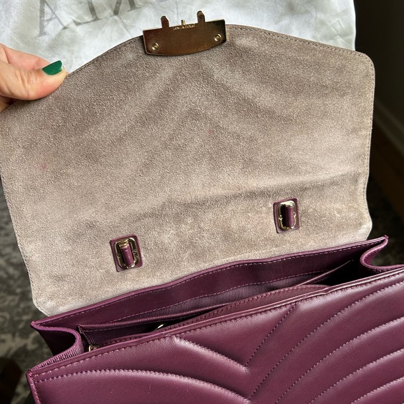 Furla leather top handle bag with extra strap in fun plum color. - Picture 6 of 8